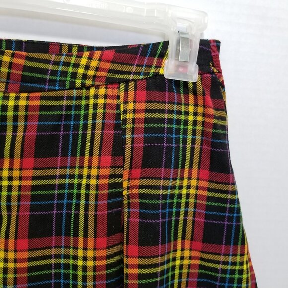 Hot Topic skirt Small Rainbow Plaid Double Buckle Pleated Pride schoolgirl mini - Picture 8 of 15